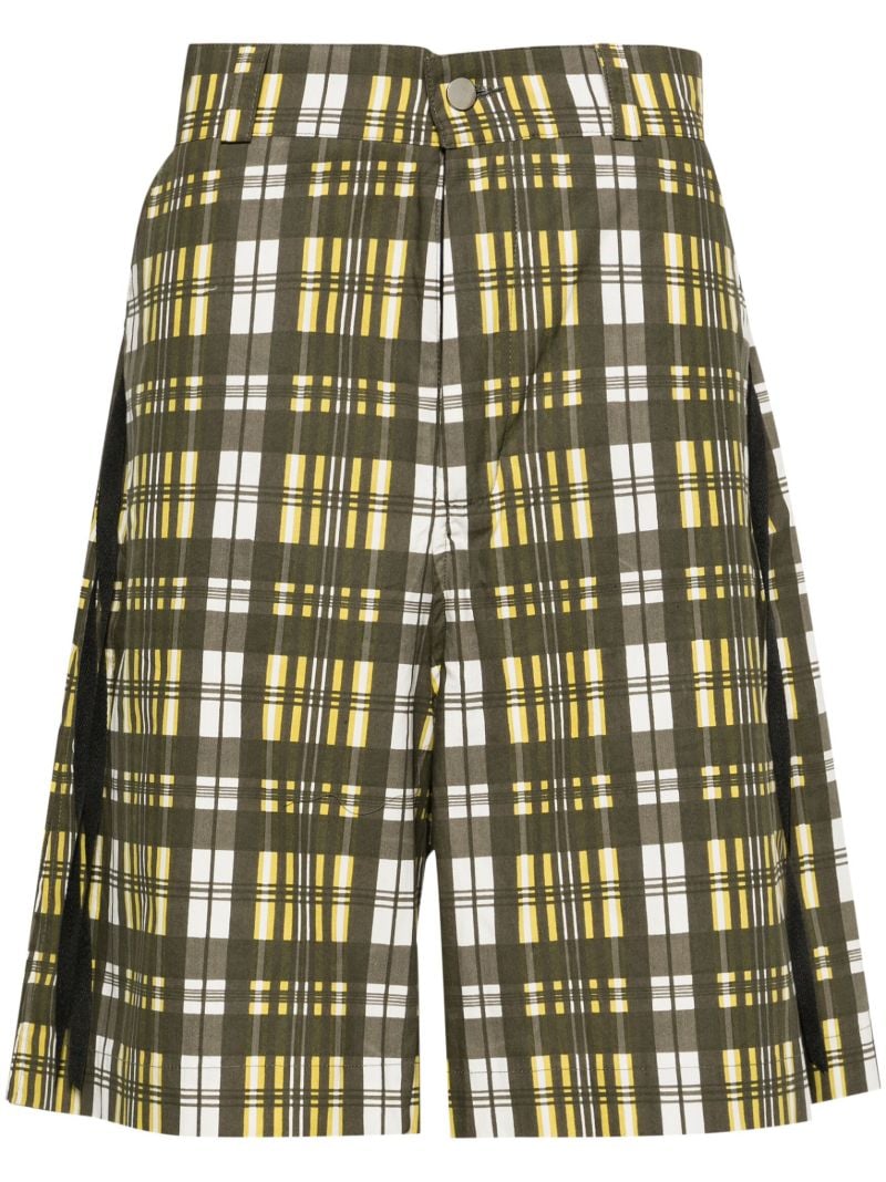 Green Checked Cotton Shorts