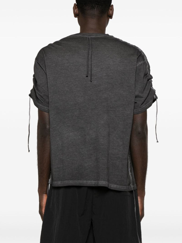 Grey Embroidered Cotton T-shirt