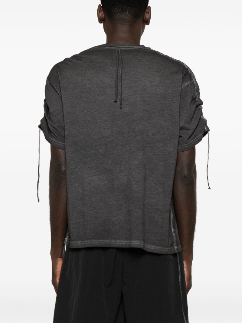 Grey Embroidered Cotton T-shirt