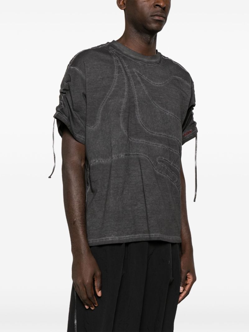 Grey Embroidered Cotton T-shirt