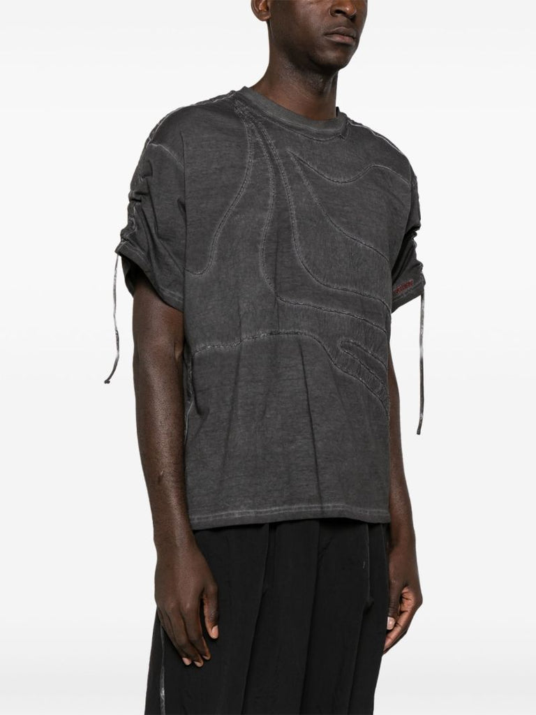 Grey Embroidered Cotton T-shirt