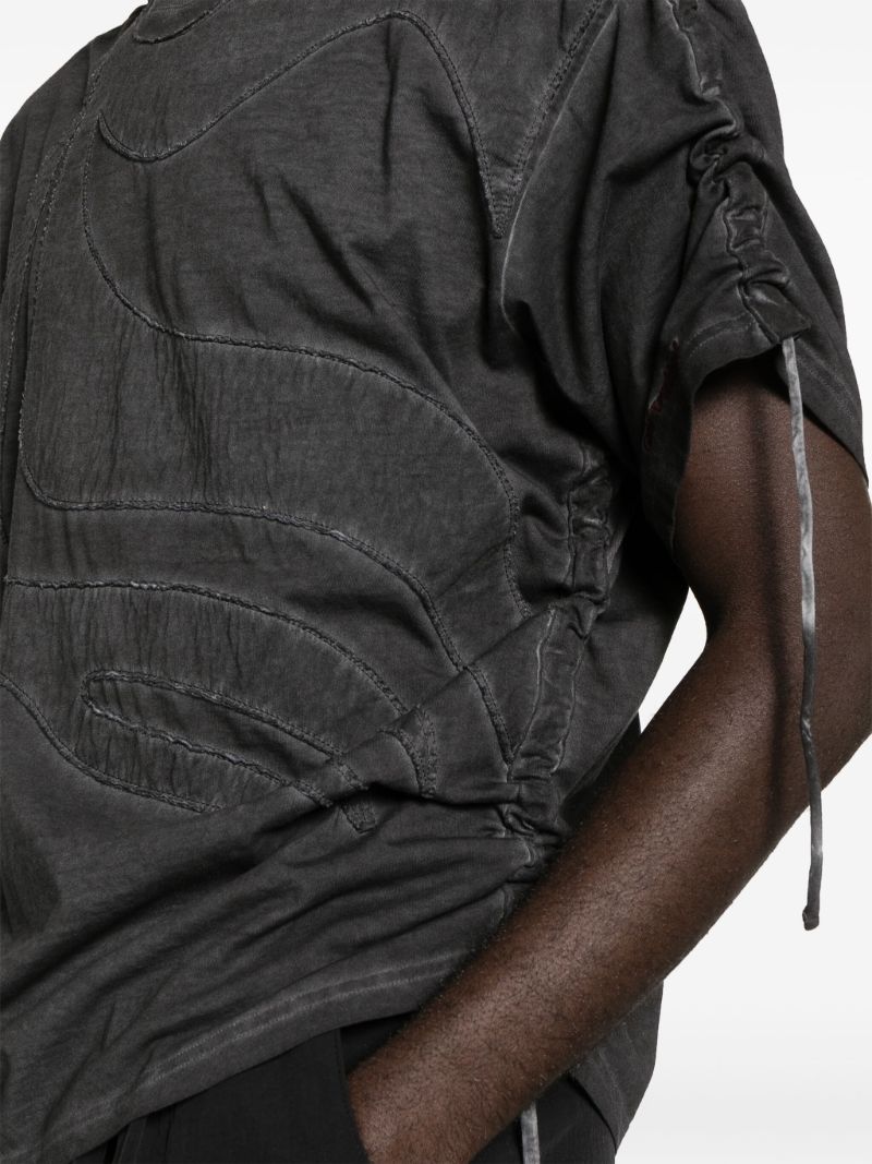Grey Embroidered Cotton T-shirt
