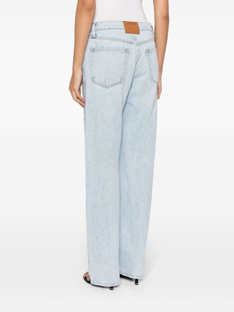 Blue Cut-out Logo Wide-leg Jeans