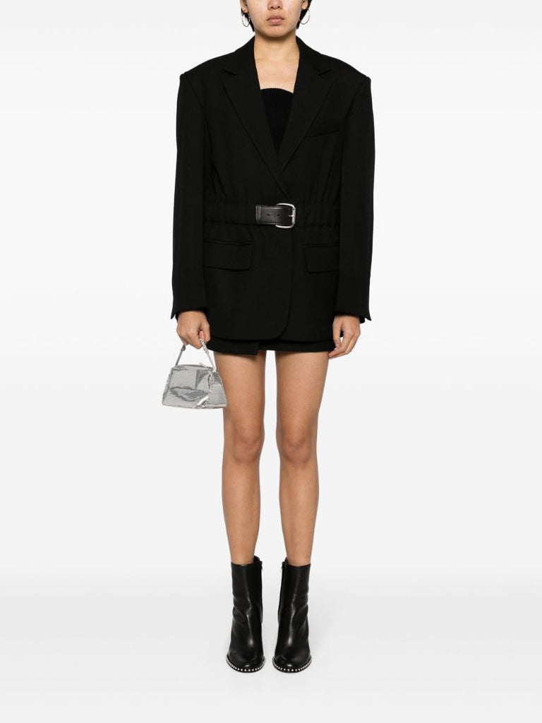 Black Belted Wool Blazer