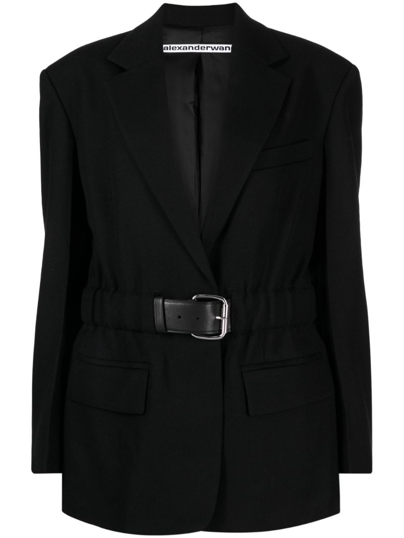 Black Belted Wool Blazer