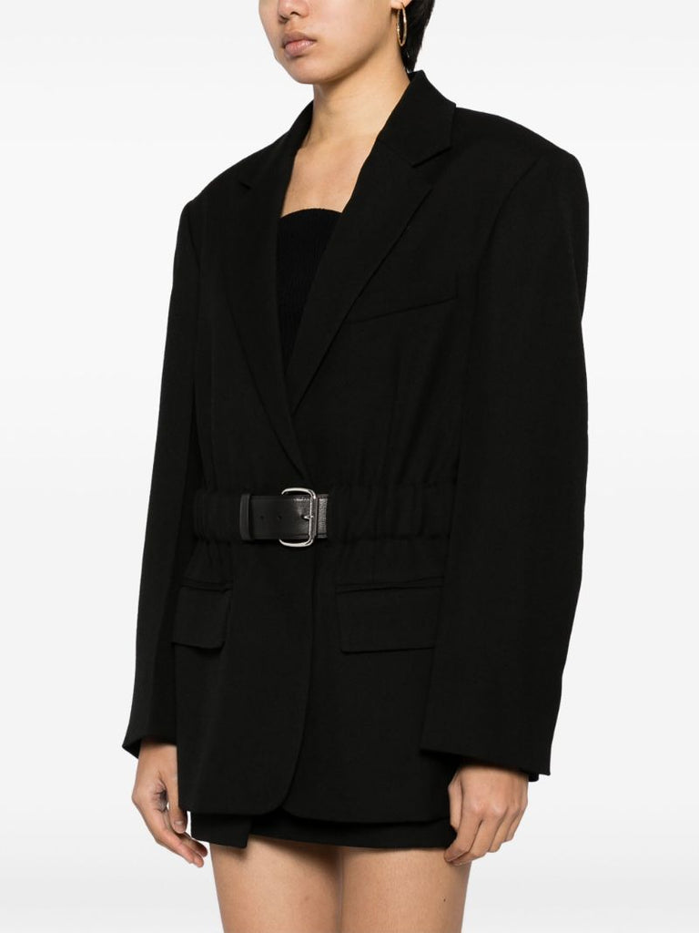 Black Belted Wool Blazer