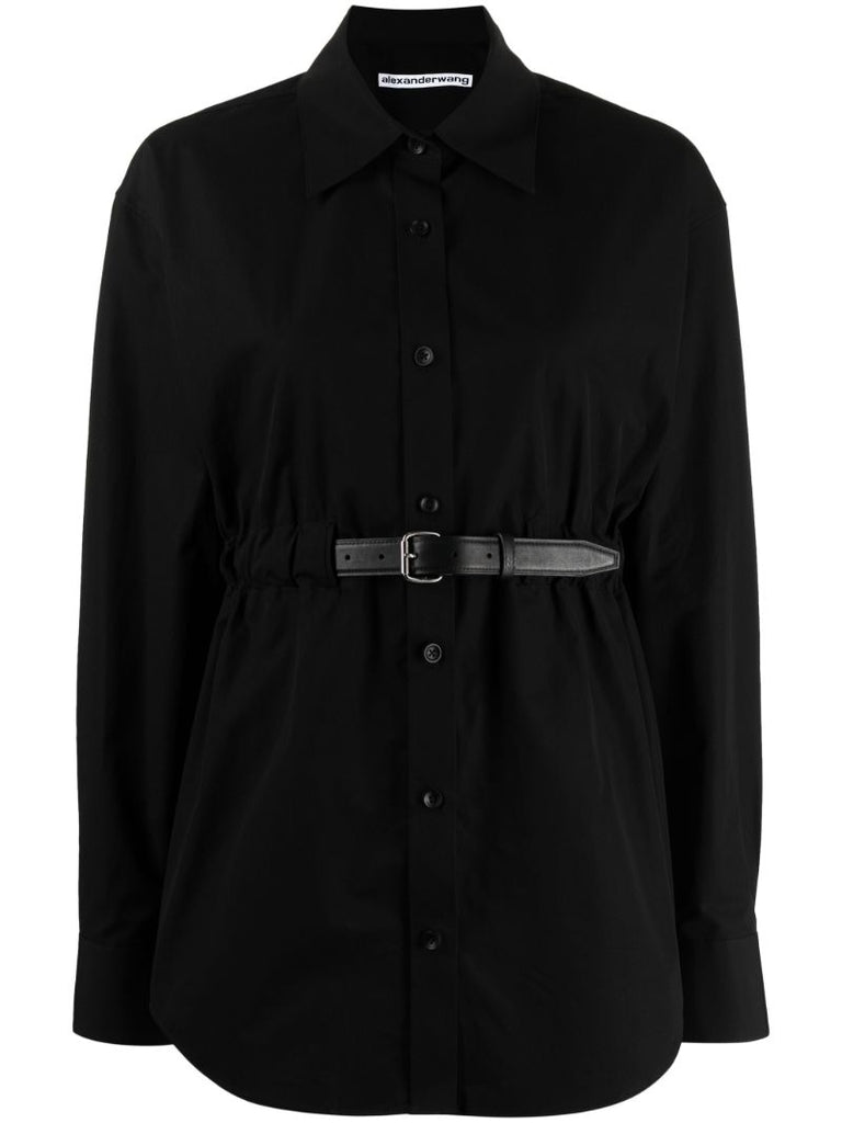 Black Belted Cotton Shirt