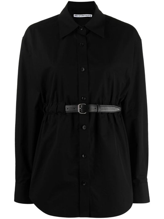 Black Belted Cotton Shirt