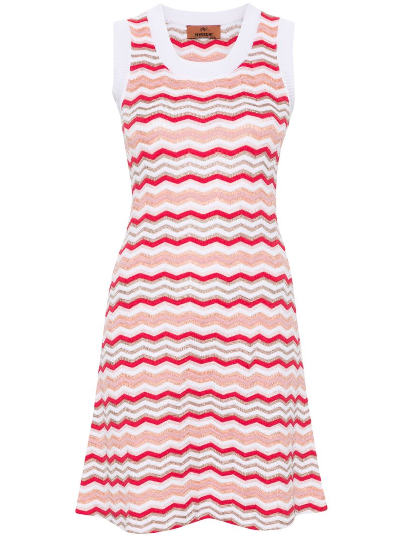 Red Zigzag Knitted Mini Dress
