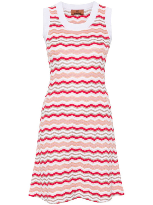 Red Zigzag Knitted Mini Dress