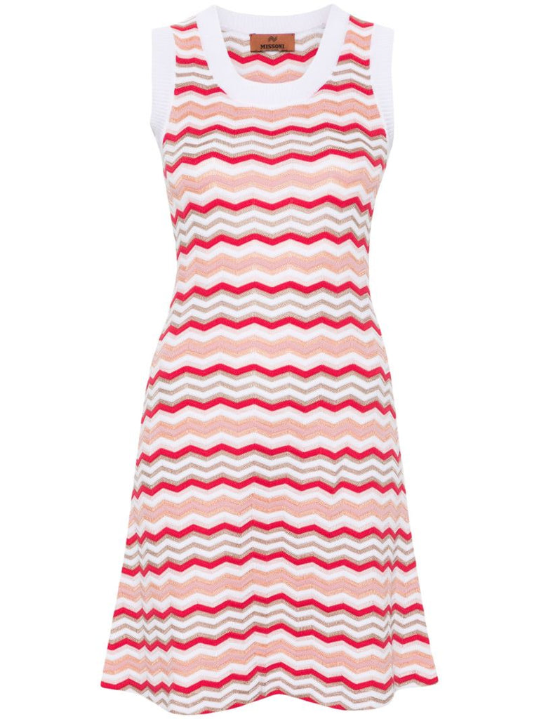 Red Zigzag Knitted Mini Dress