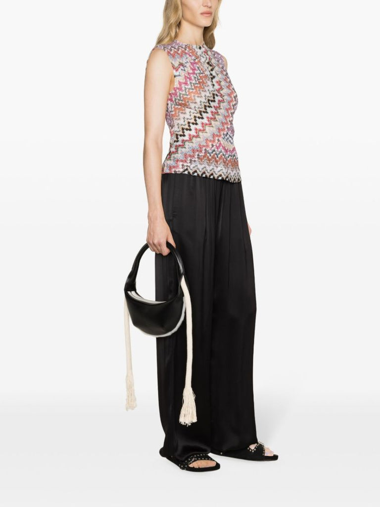 Pink Zigzag-woven Tank Top
