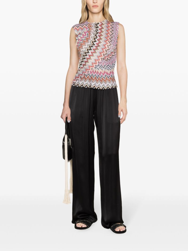 Pink Zigzag-woven Tank Top