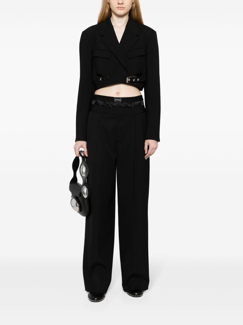 Black Layered-waist Wool Trousers