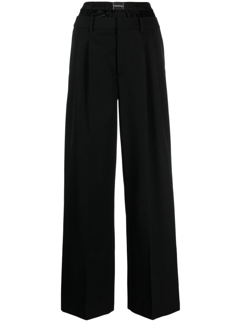 Black Layered-waist Wool Trousers