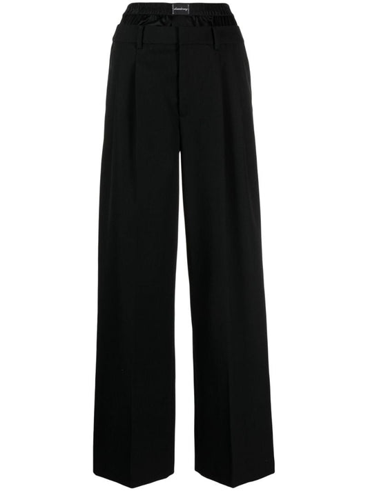 Black Layered-waist Wool Trousers