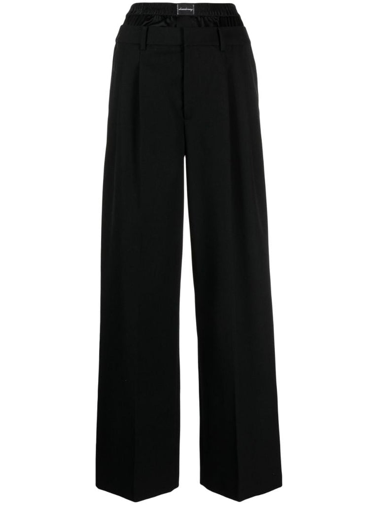 Black Layered-waist Wool Trousers