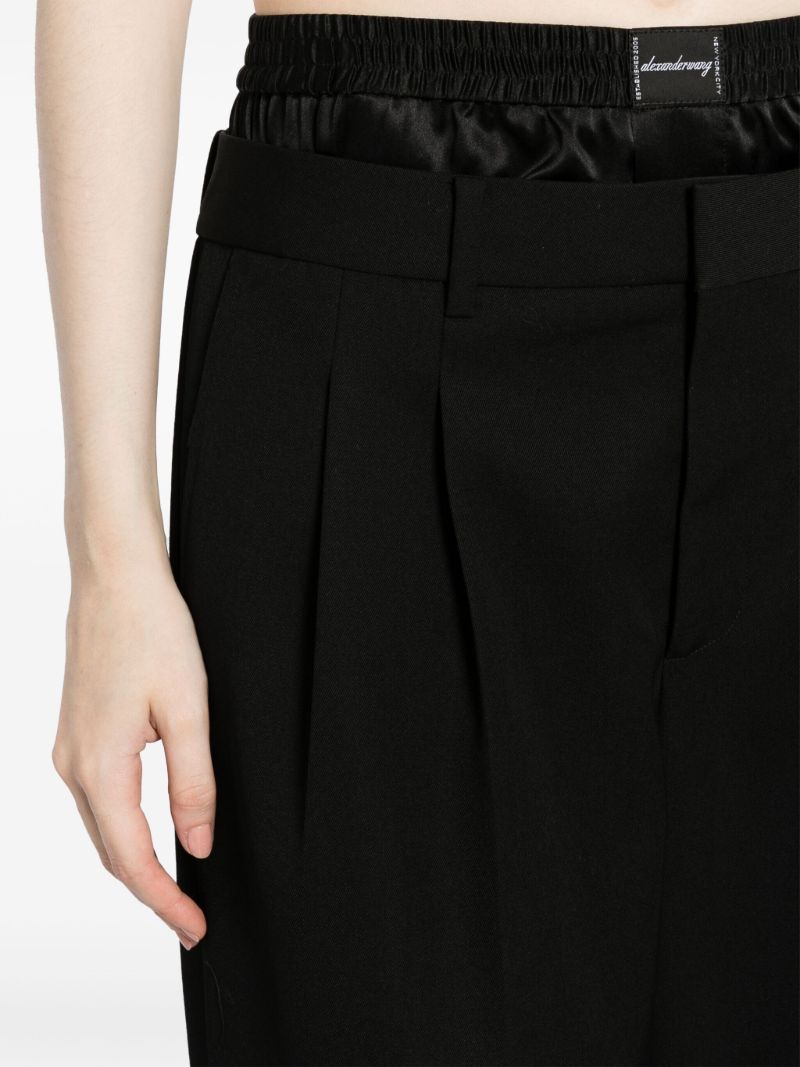 Black Layered-waist Wool Trousers