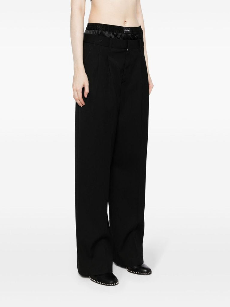Black Layered-waist Wool Trousers