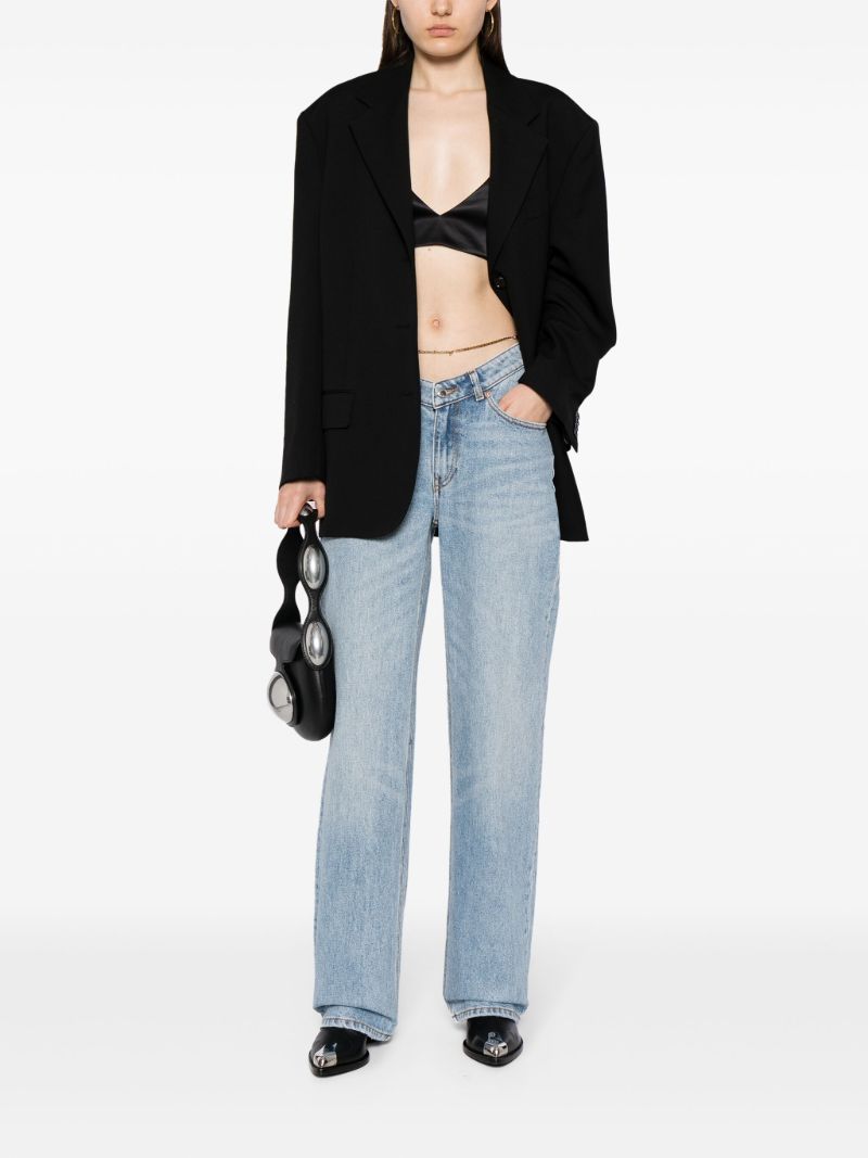 Blue Chain-belt Straight-leg Jeans