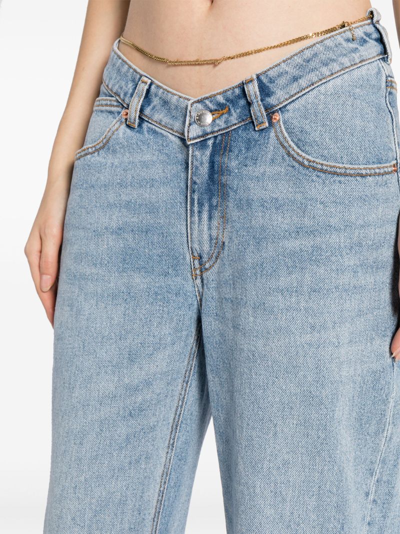 Blue Chain-belt Straight-leg Jeans