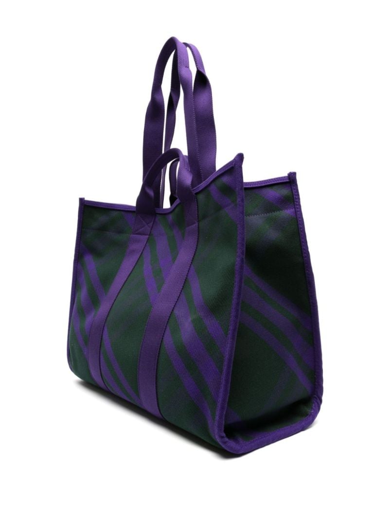 Purple Check Organic-cotton Tote Bag