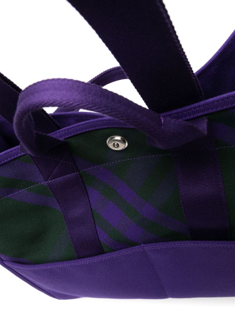 Purple Check Organic-cotton Tote Bag