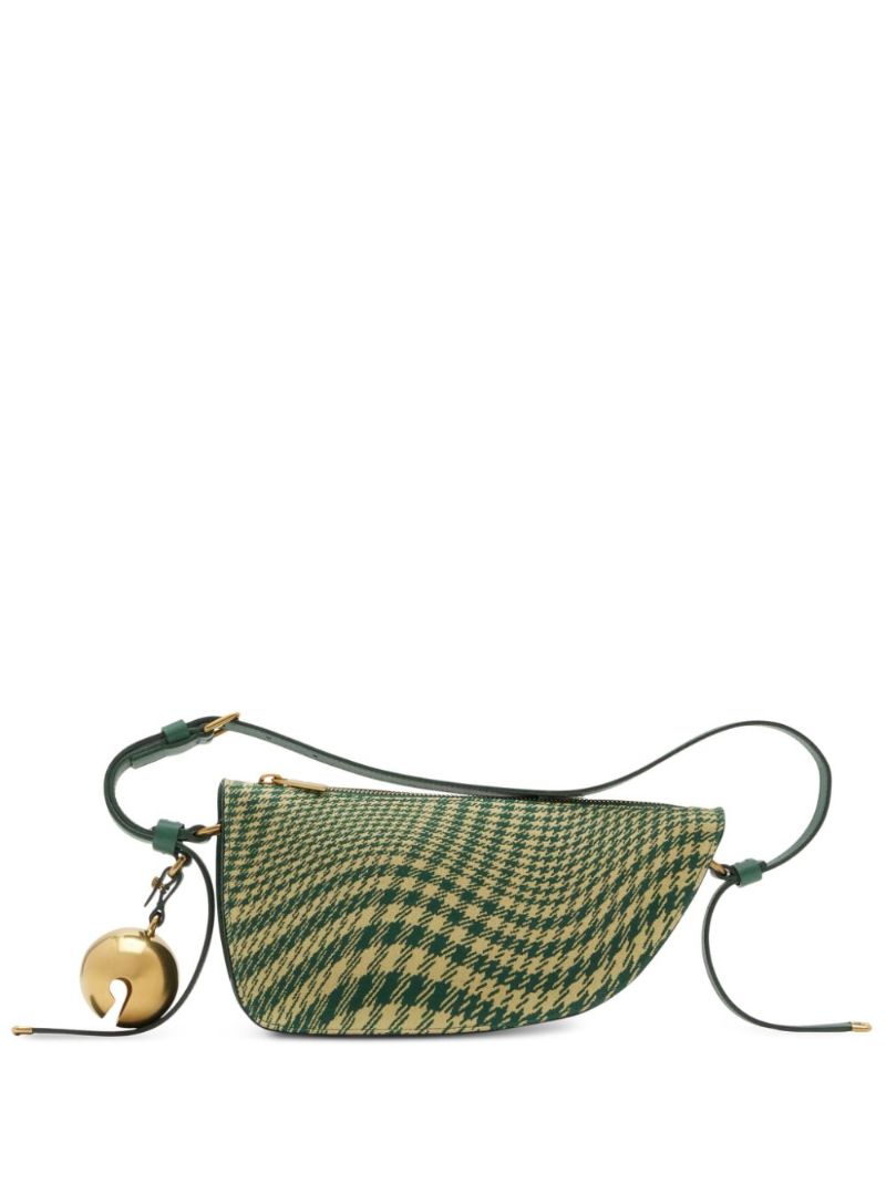 Green Shield Houndstooth Shoulder Bag
