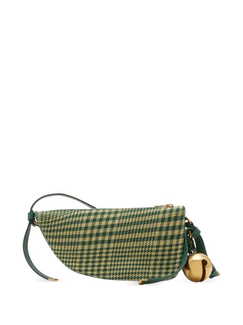 Green Shield Houndstooth Shoulder Bag