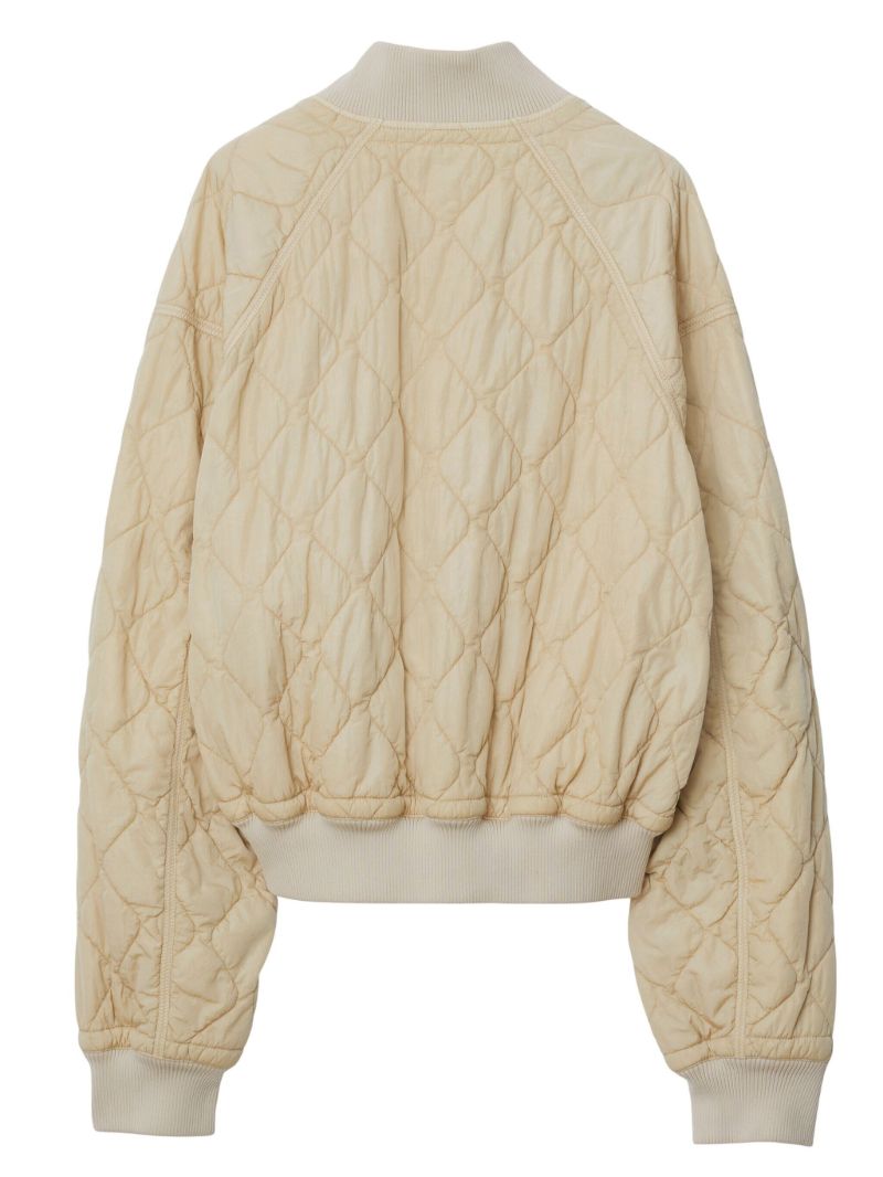Neutral Diamond-quilted Bomber Jacket