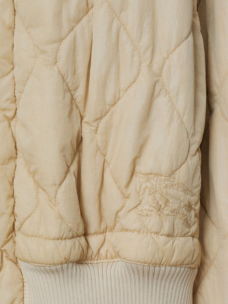 Neutral Diamond-quilted Bomber Jacket