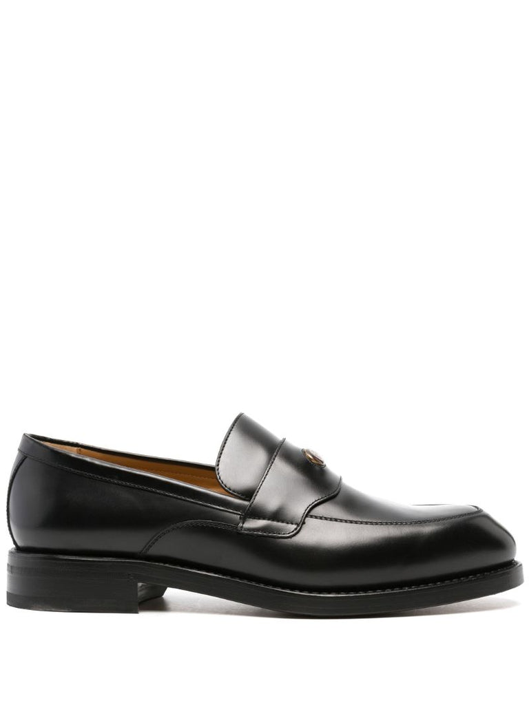 Black Interlocking G Leather Loafers