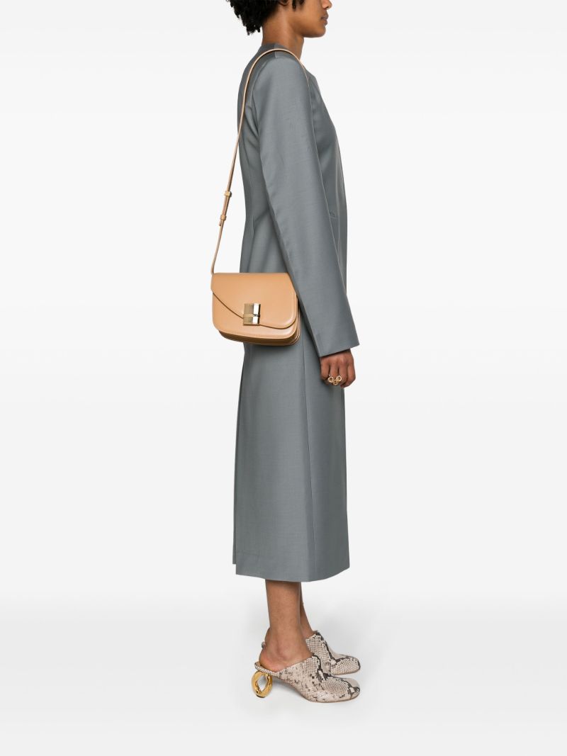 Brown Fiamma Leather Crossbody Bag