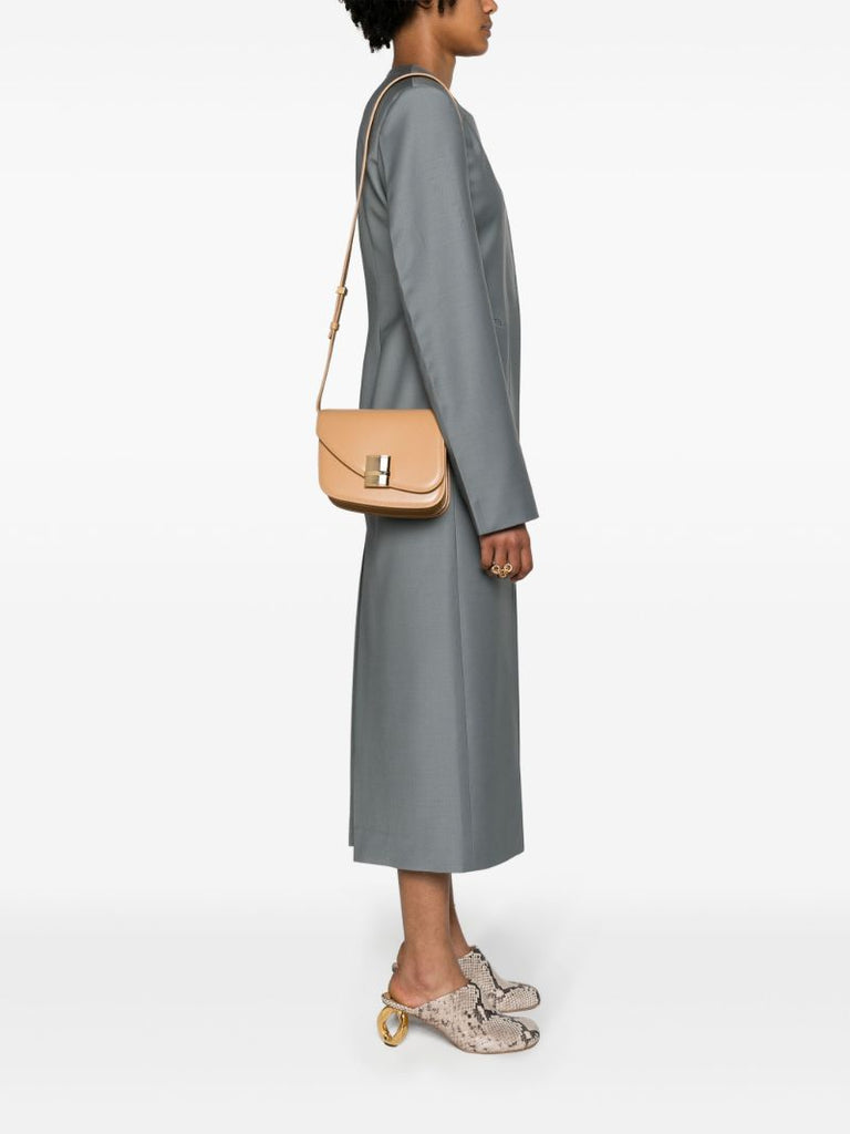 Brown Fiamma Leather Crossbody Bag