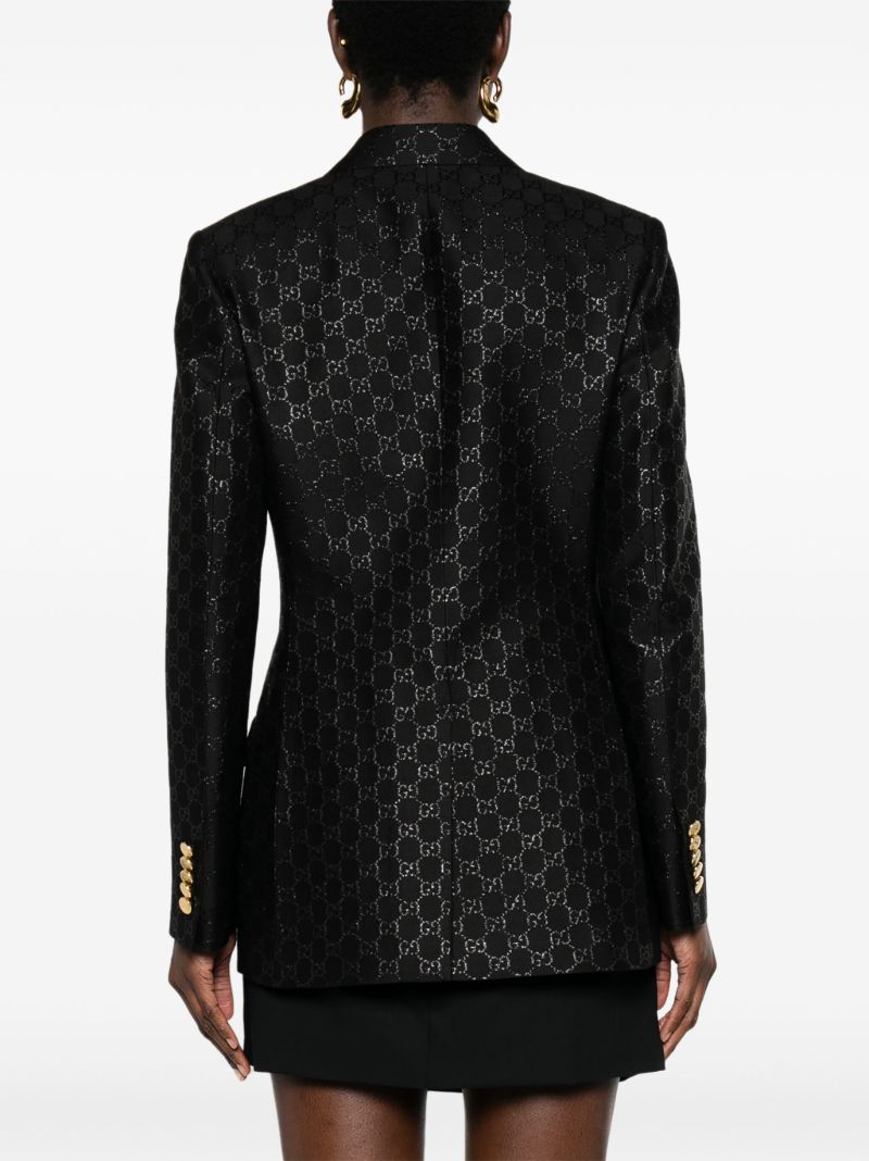 Black Gg-jacquard Double-breasted Wool Blazer