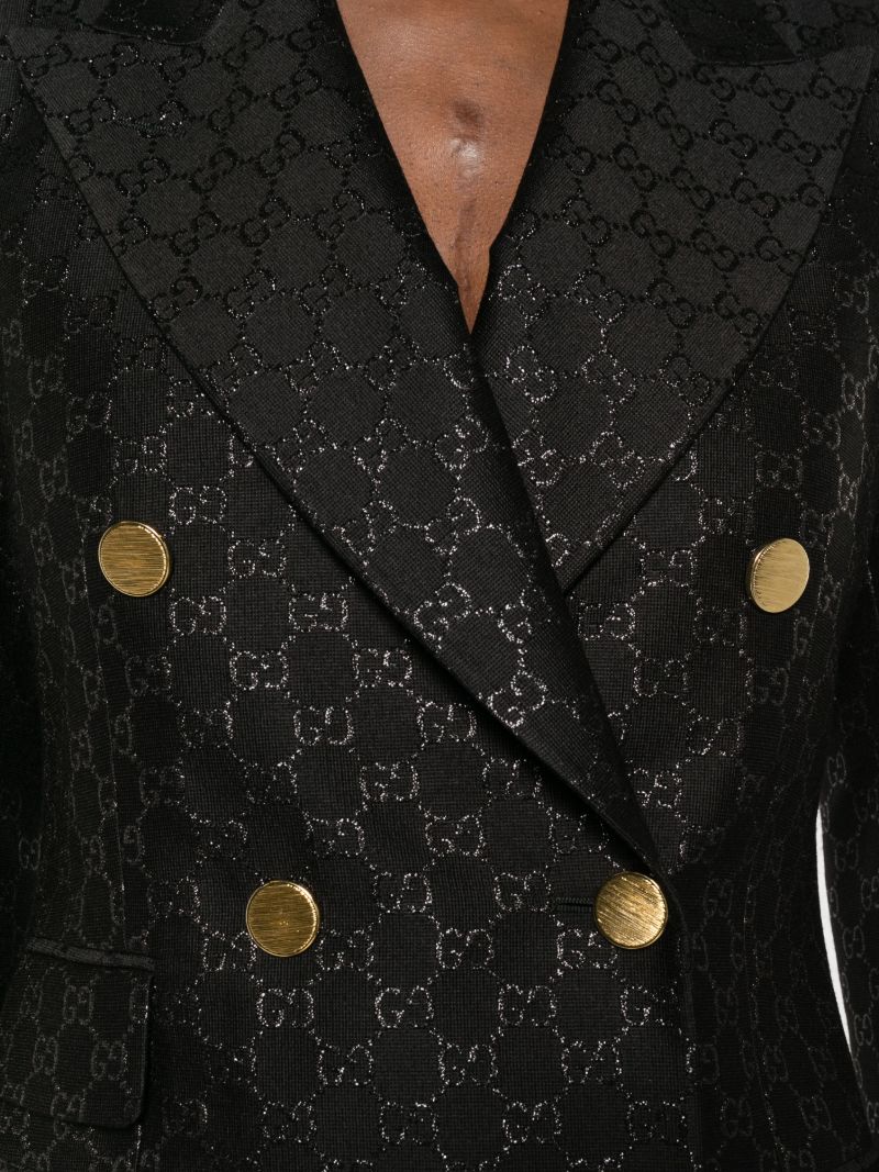 Black Gg-jacquard Double-breasted Wool Blazer