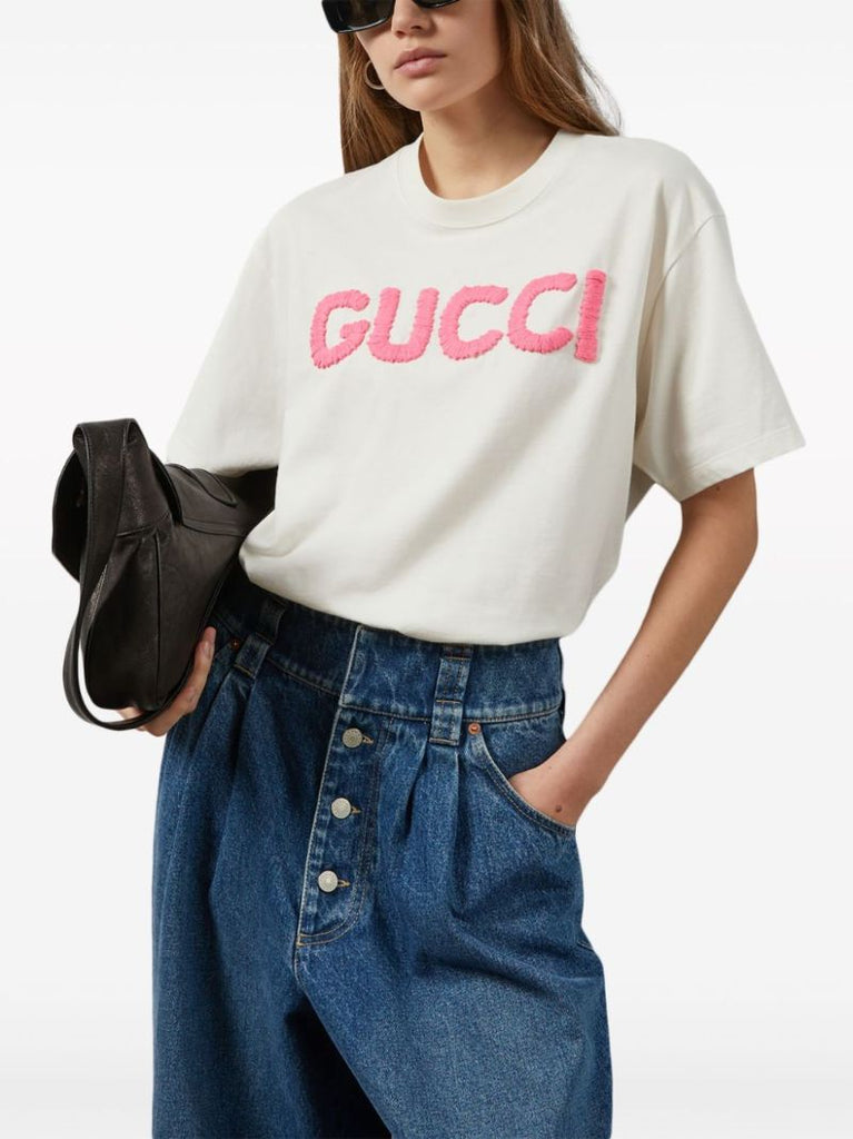 White Logo-embroidered Cotton T-shirt
