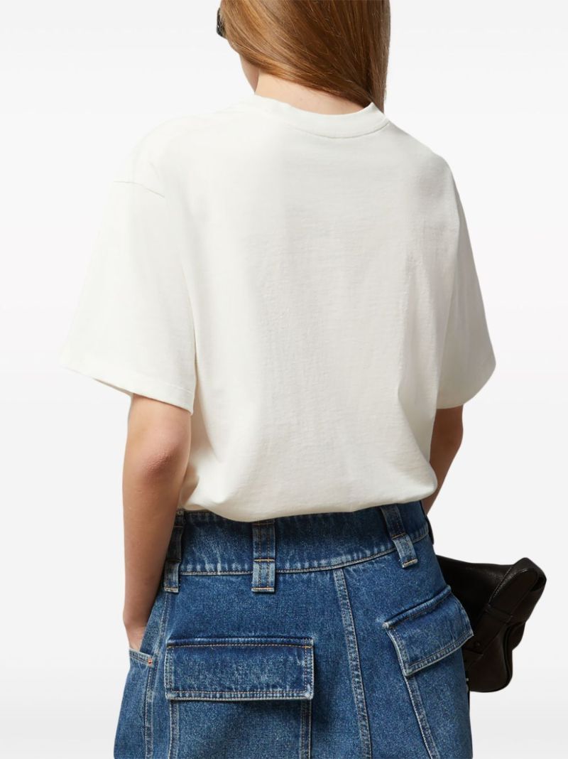 White Logo-embroidered Cotton T-shirt