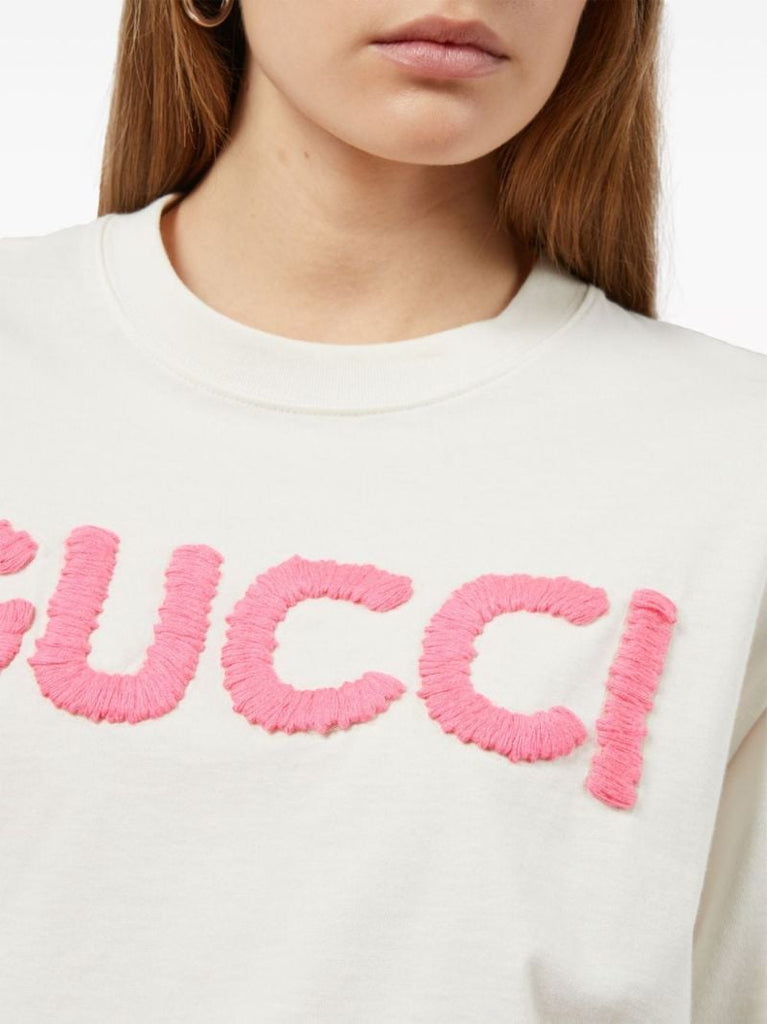 White Logo-embroidered Cotton T-shirt