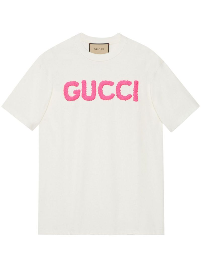 White Logo-embroidered Cotton T-shirt