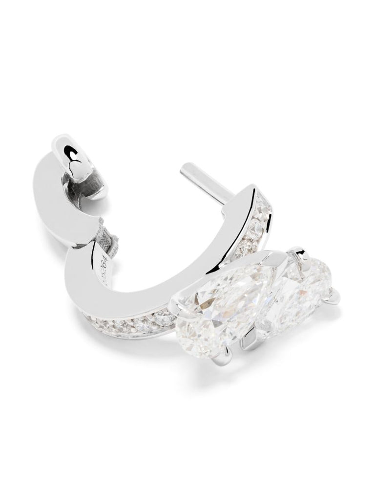 18k White Gold Serti Sur Vide Hoop Earring