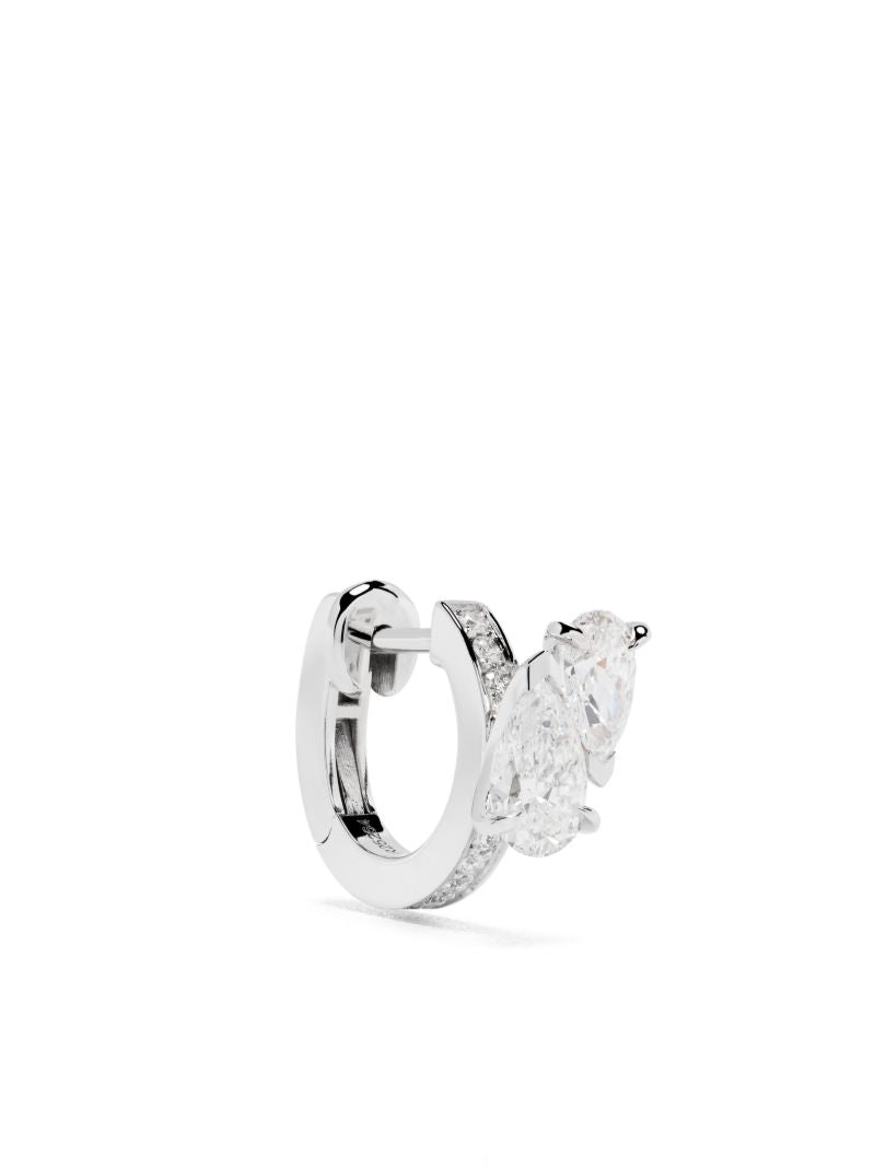 18k White Gold Serti Sur Vide Hoop Earring