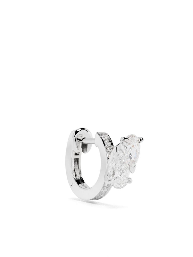 18k White Gold Serti Sur Vide Hoop Earring