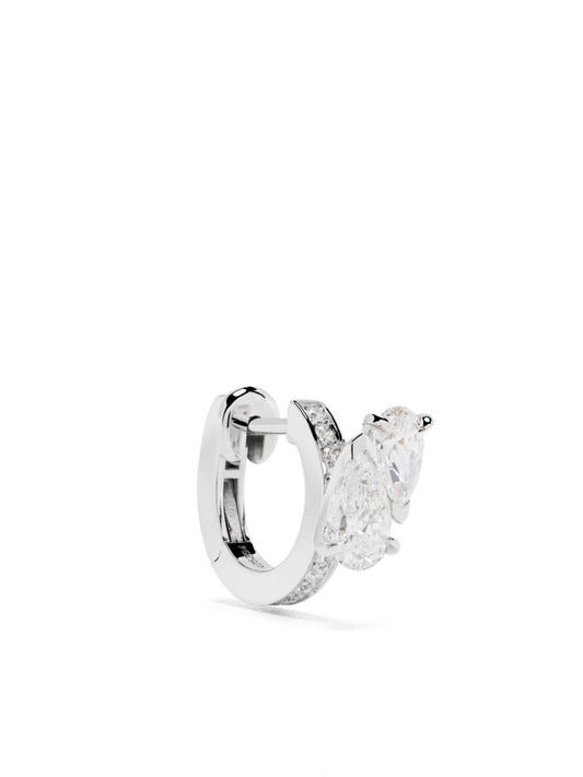 18k White Gold Serti Sur Vide Hoop Earring