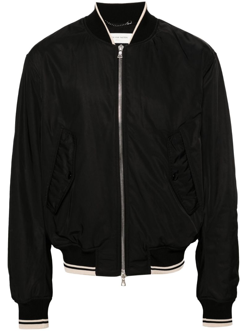 Black Vellow Padded Bomber Jacket