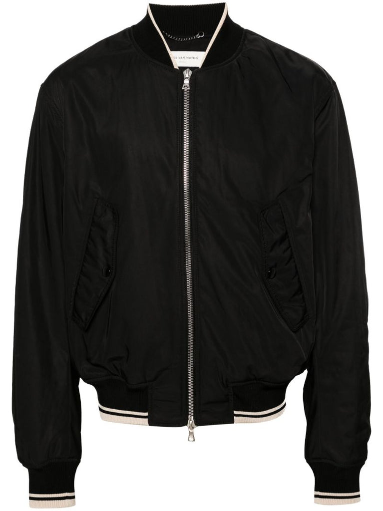 Black Vellow Padded Bomber Jacket