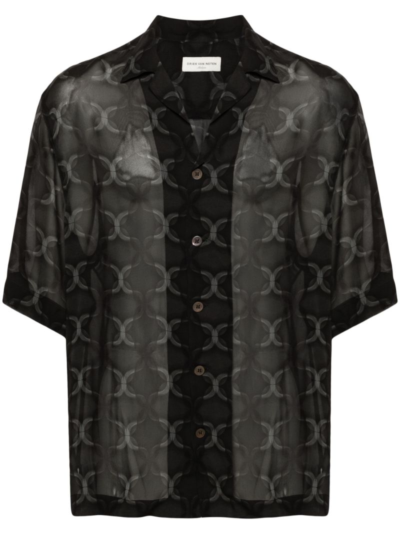 Black Cassi Geometric-print Shirt