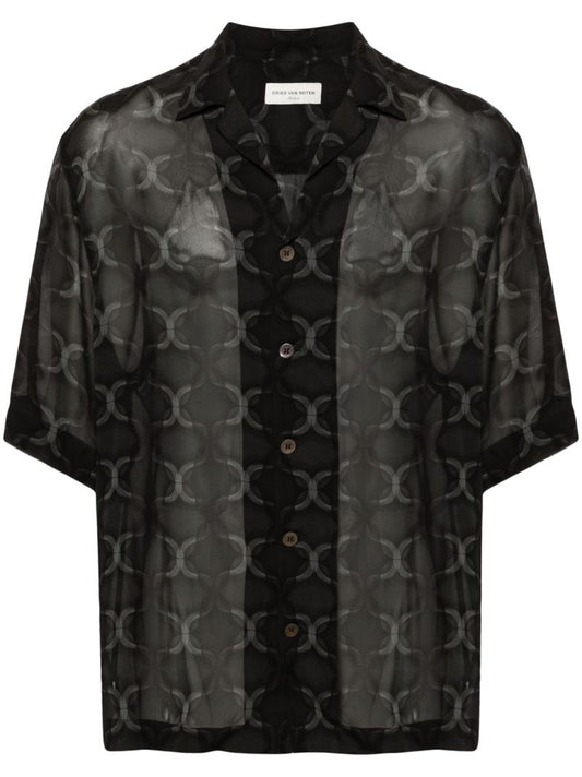 Black Cassi Geometric-print Shirt