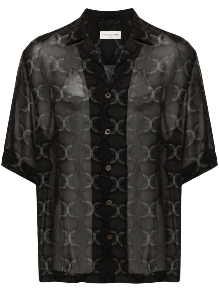 Black Cassi Geometric-print Shirt