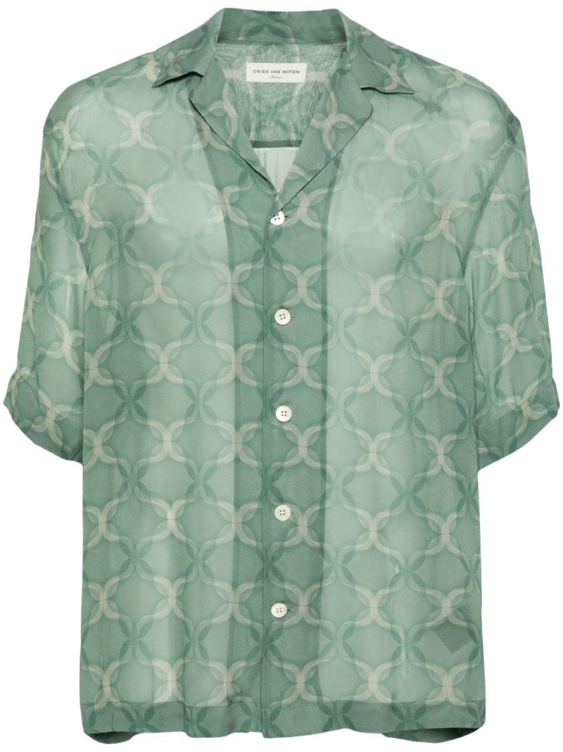 Green Cassi Geometric-print Shirt
